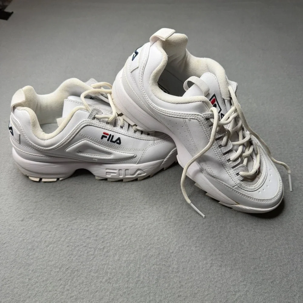 Fila Disruptor II Premium Women 9 White Chunky Platform Sneakers 5FM00002-125